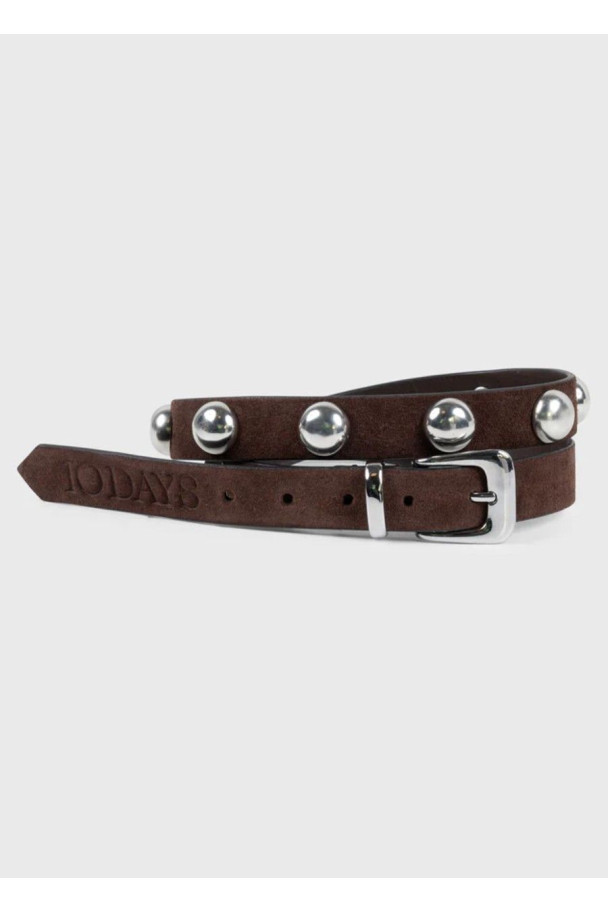 10 DAYS SUEDE BELT STUDS BROWN