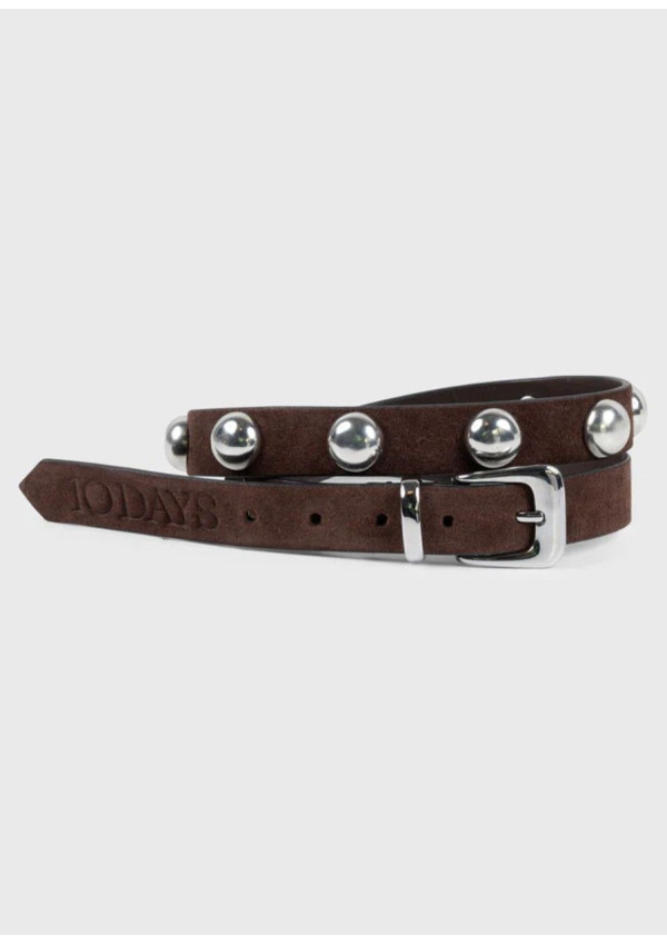 10 DAYS SUEDE BELT STUDS BROWN