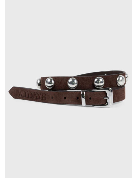 10 DAYS SUEDE BELT STUDS BROWN