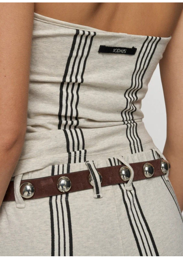 10 DAYS SUEDE BELT STUDS BROWN