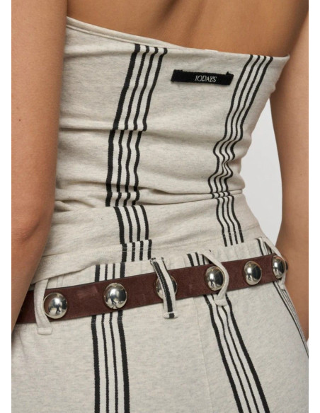 10 DAYS SUEDE BELT STUDS BROWN