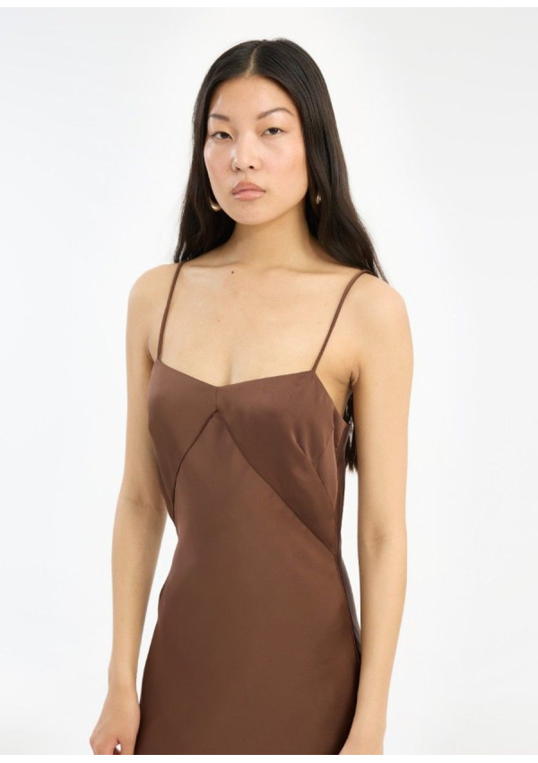 ROTATE VESTIDO SATINADO MARRON