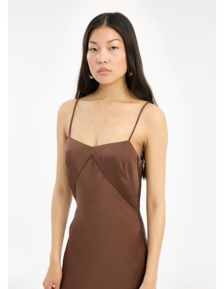 ROTATE VESTIDO SATINADO MARRON