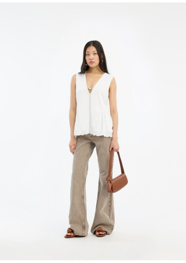 ROTATE JEANS FLARED HIGHWAISTED TAUPE