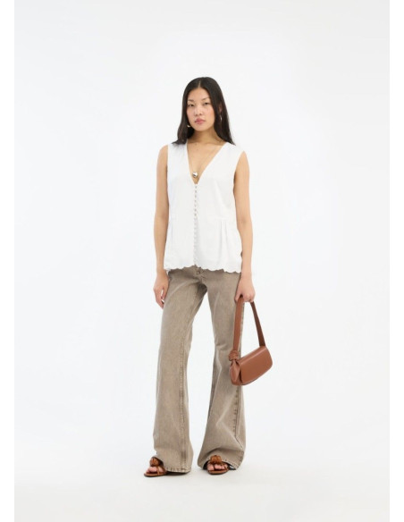 ROTATE JEANS FLARED HIGHWAISTED TAUPE