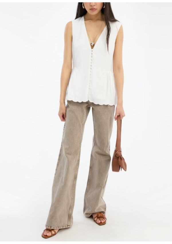 ROTATE JEANS FLARED HIGHWAISTED TAUPE