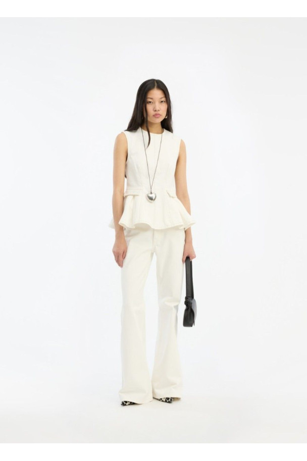 ROTATE JEANS FLARED HIGHWAISTED BLANCOS