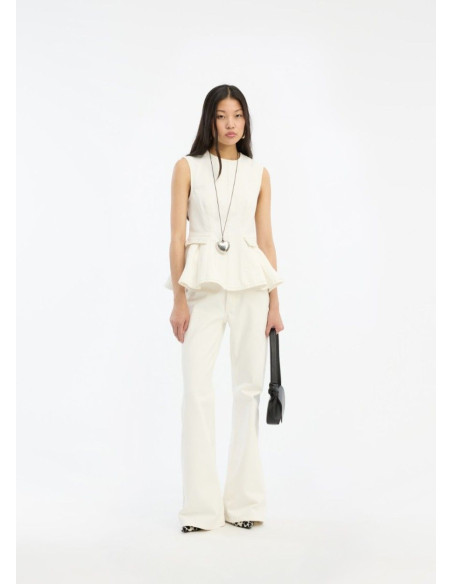 ROTATE JEANS FLARED HIGHWAISTED BLANCOS