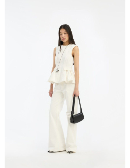 ROTATE JEANS FLARED HIGHWAISTED BLANCOS