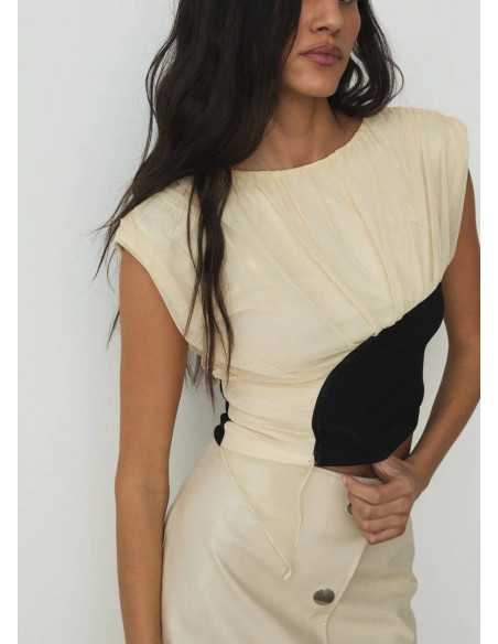 LAAGAM TOP GEMINI ECRU DRAPED