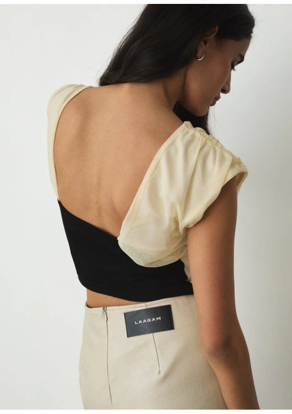 LAAGAM TOP GEMINI ECRU DRAPED