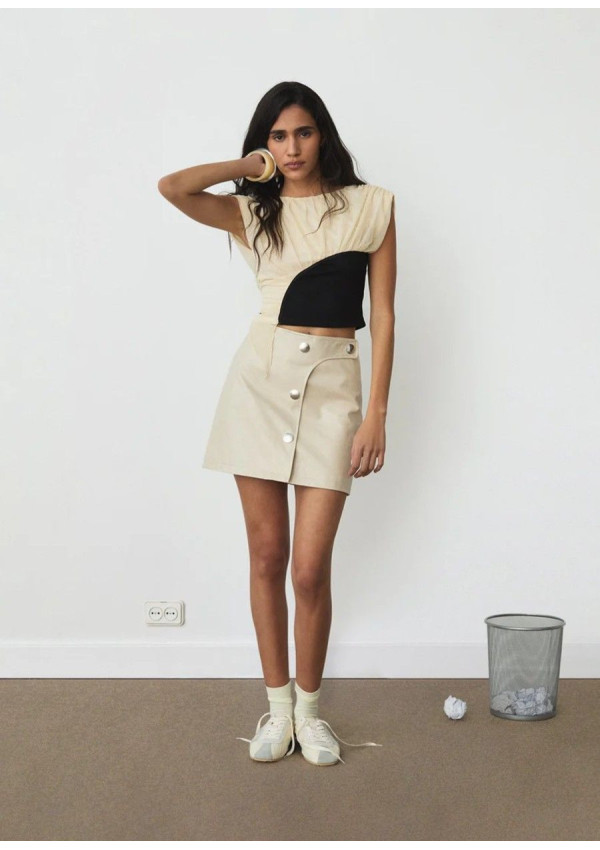 LAAGAM TOP GEMINI ECRU DRAPED