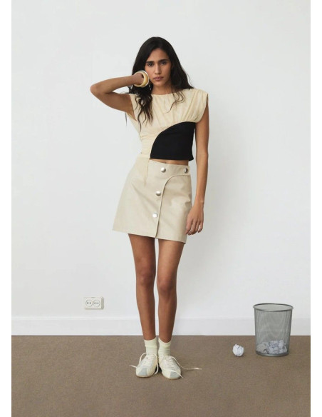 LAAGAM TOP GEMINI ECRU DRAPED