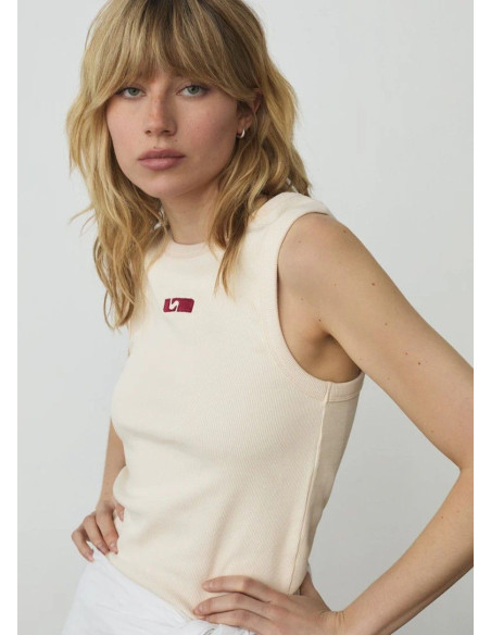 LAAGAM TOP TANK ECRU EMBROIDERED