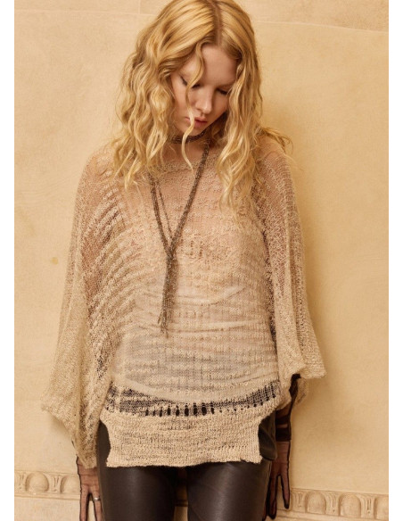 MES DEMOISELLES PONCHO SCULLY BEIGE