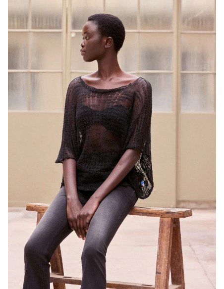 MES DEMOISELLES PONCHO SCULLY NEGRO