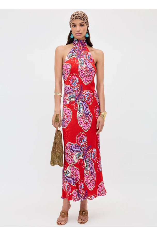 RIXO VESTIDO MAURA BUTTFERFLY RED