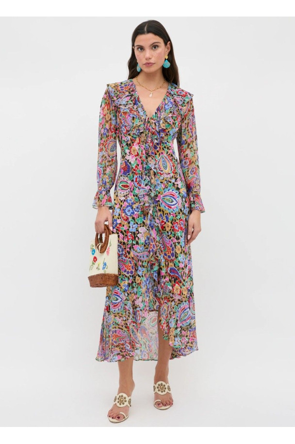 RIXO VESTIDO GRACYE FLORAL LEOPARD