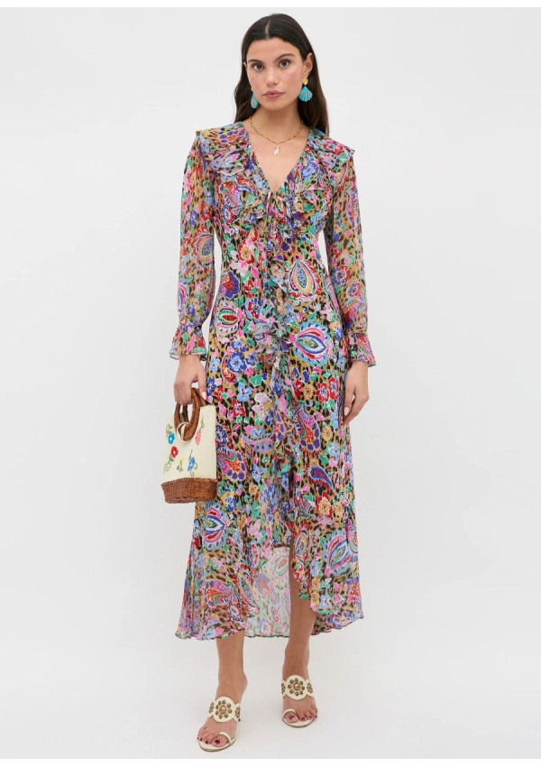 RIXO VESTIDO GRACYE FLORAL LEOPARD