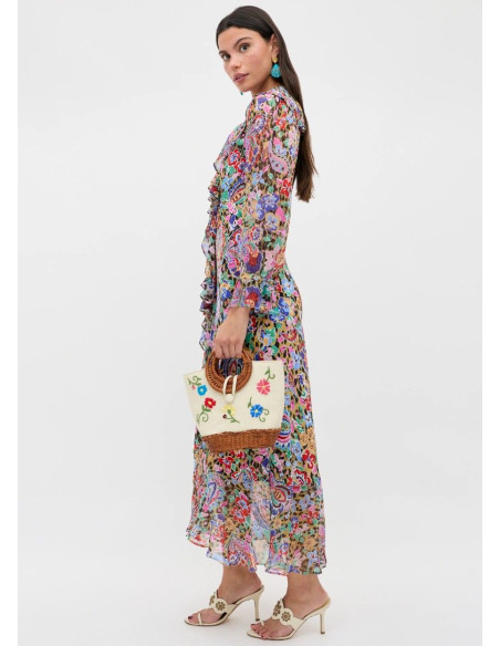 RIXO VESTIDO GRACYE FLORAL LEOPARD