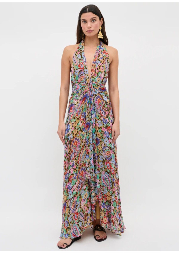 RIXO VESTIDO ALAINA FLORAL LEOPARD