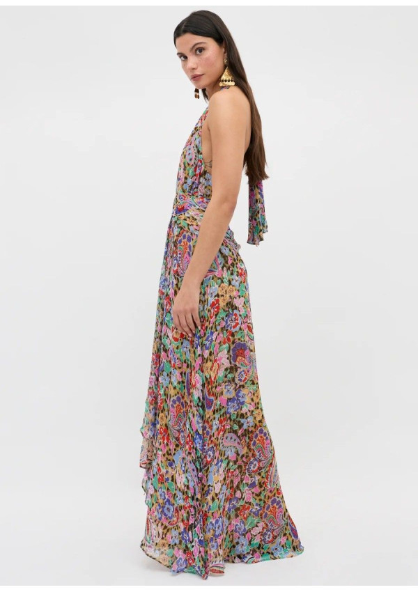 RIXO VESTIDO ALAINA FLORAL LEOPARD