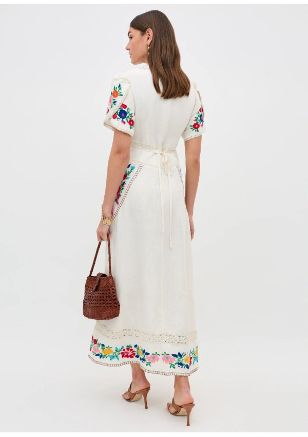 RIXO VESTIDO NOVARA ANEMONE CREAM