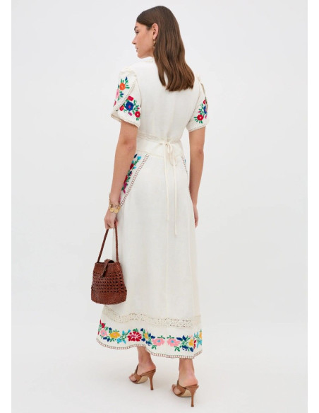 RIXO VESTIDO NOVARA ANEMONE CREAM