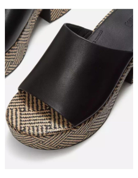 FITFLOP SANDALIA  PLATFFORMS LEATHER BLACK