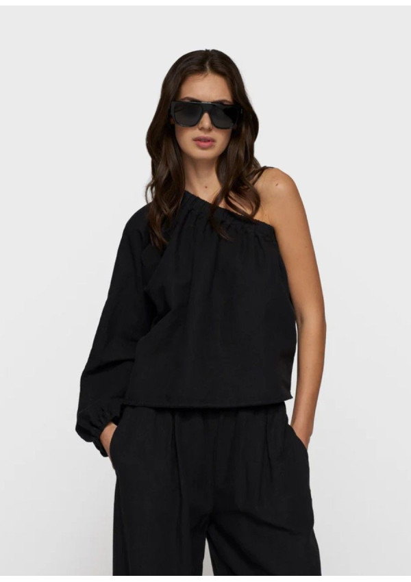 10 DAYS TOP ONE SHOULDER LINEN