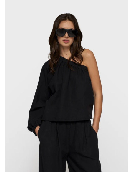 10 DAYS TOP ONE SHOULDER LINEN