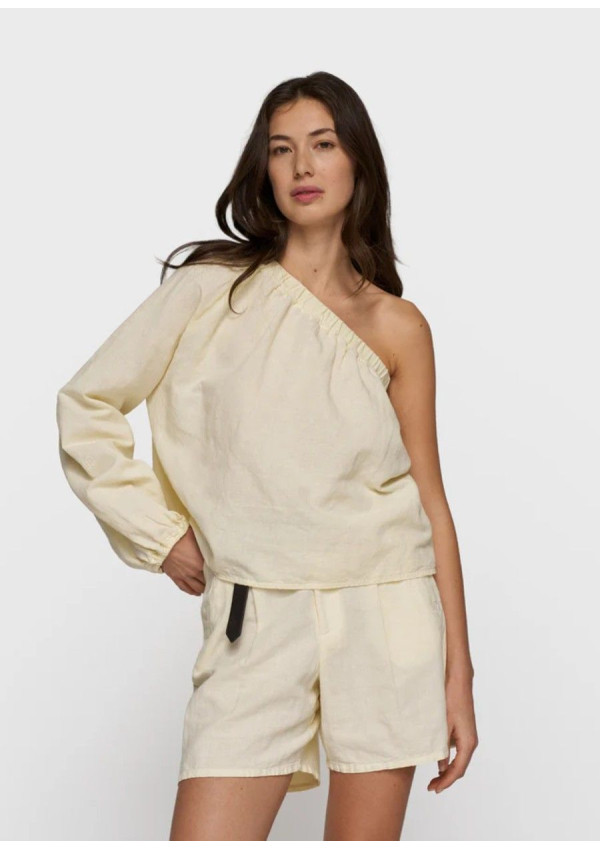 10DAYS TOP ONE SHOULDER LINEN VAINILLA