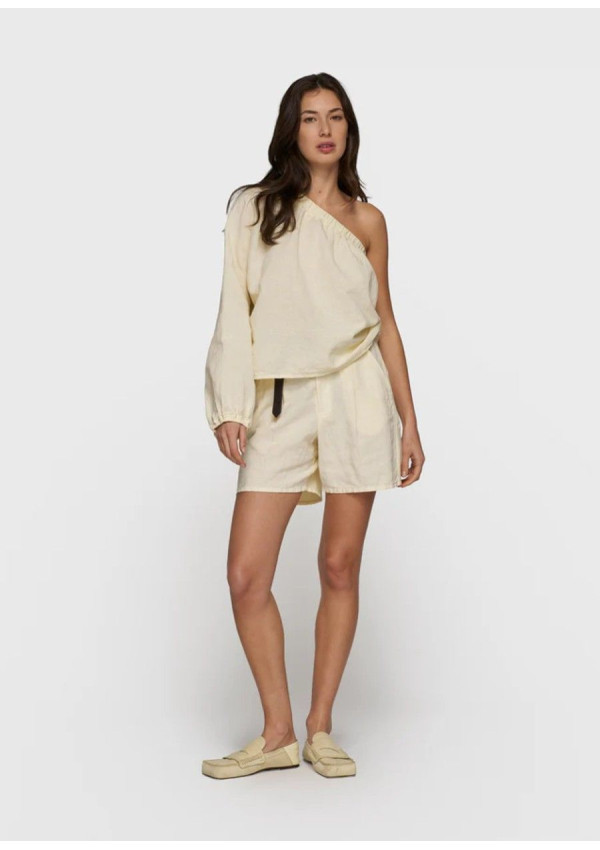 10DAYS TOP ONE SHOULDER LINEN VAINILLA