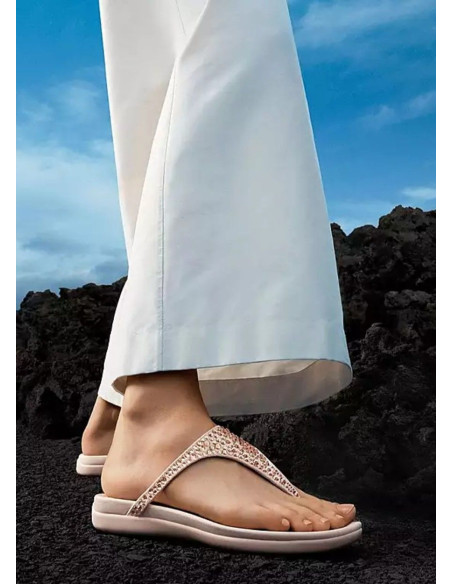 FITFLOP SANDALIA SOLAY CRYSTAL TOE POST NUDE ROSE
