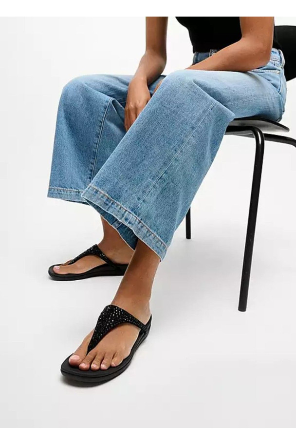 FITFLOP SANDALIA SOLAY CRYSTAL TOE POST BLACK