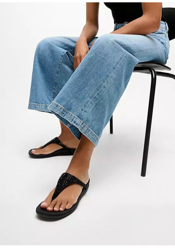 FITFLOP SANDALIA SOLAY CRYSTAL TOE POST BLACK