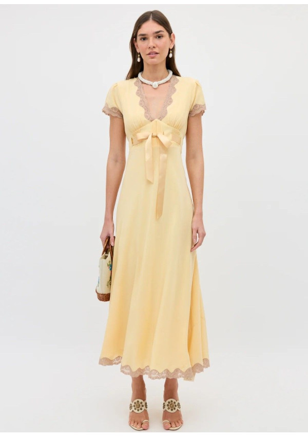 RIXO VESTIDO MARLICE BUTTER YELLOW