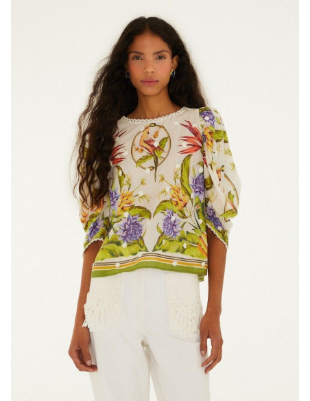 FARM RIO BLUSA TROPICAL SAND GREEN