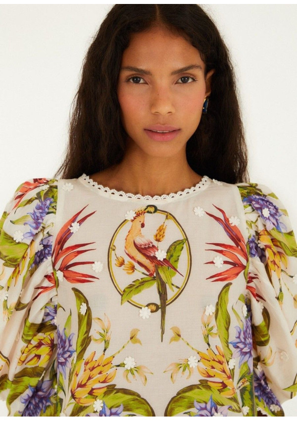 FARM RIO BLUSA TROPICAL SAND GREEN