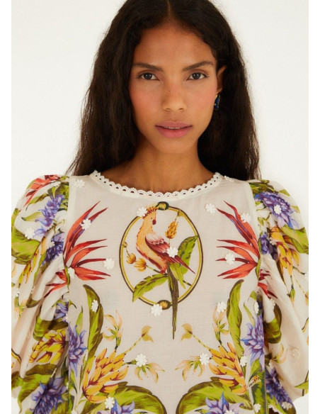 FARM RIO BLUSA TROPICAL SAND GREEN