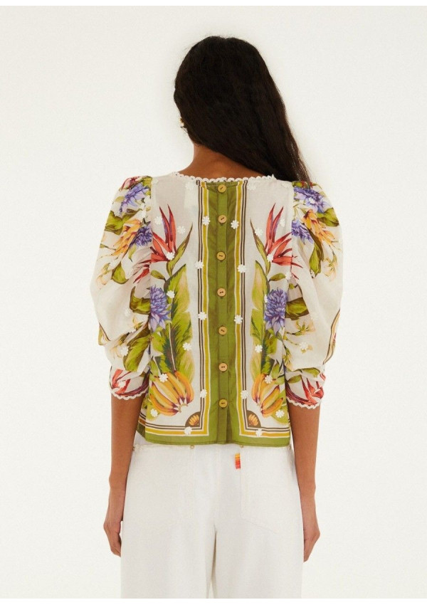 FARM RIO BLUSA TROPICAL SAND GREEN