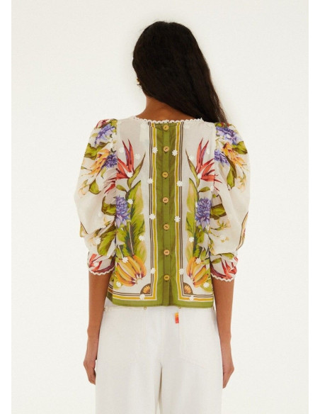 FARM RIO BLUSA TROPICAL SAND GREEN