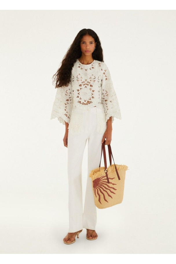 FARM RIO BLUSA OFF WHITE FLOWERS