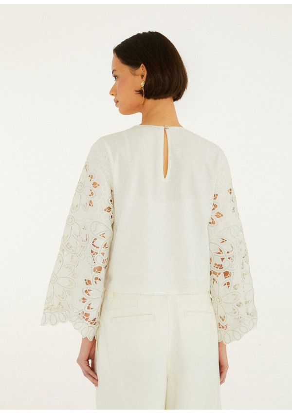 FARM RIO BLUSA OFF WHITE FLOWERS