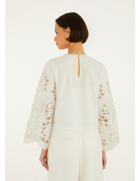 FARM RIO BLUSA OFF WHITE FLOWERS