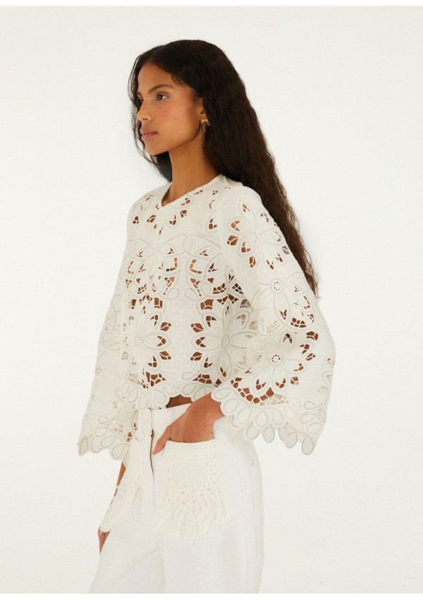 FARM RIO BLUSA OFF WHITE FLOWERS