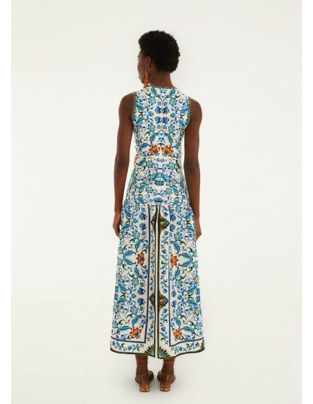 FARM RIO FLORA TILE MIDI DRESS