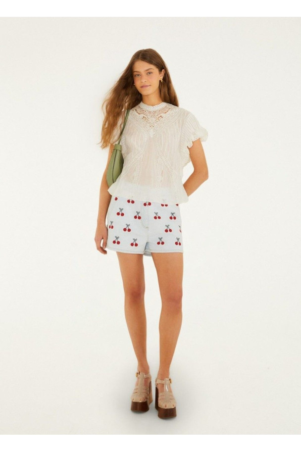 FARM RIO BLUSA OFF WHITE BORDADA
