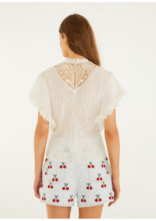 FARM RIO BLUSA OFF WHITE BORDADA