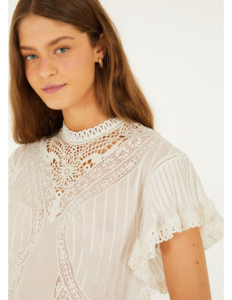 FARM RIO BLUSA OFF WHITE BORDADA
